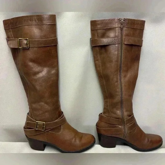 Mossimo Supply Co Women’s Cognac Leather Boots Size 7 - Picture 5 of 12